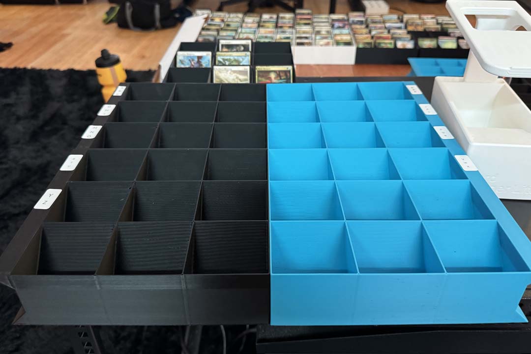 Card sorting trays with alphabet labels